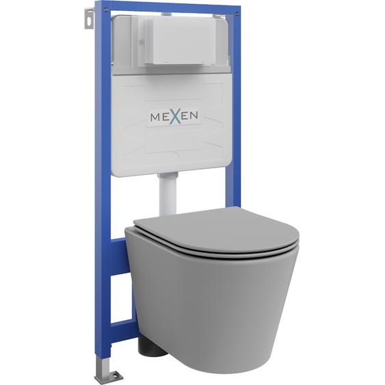Mexen Kit WC sur colonne Felix Slim avec cuvette Rico et siège à chute lente, gris clair mat - 61030724061