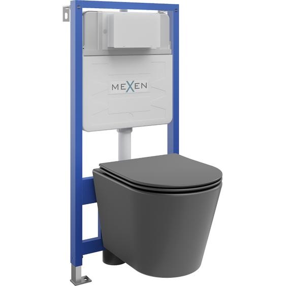Mexen Kit WC sur pied Felix Slim stand avec cuvette Rico et siège à chute lente, Noir mat foncé - 61030724071