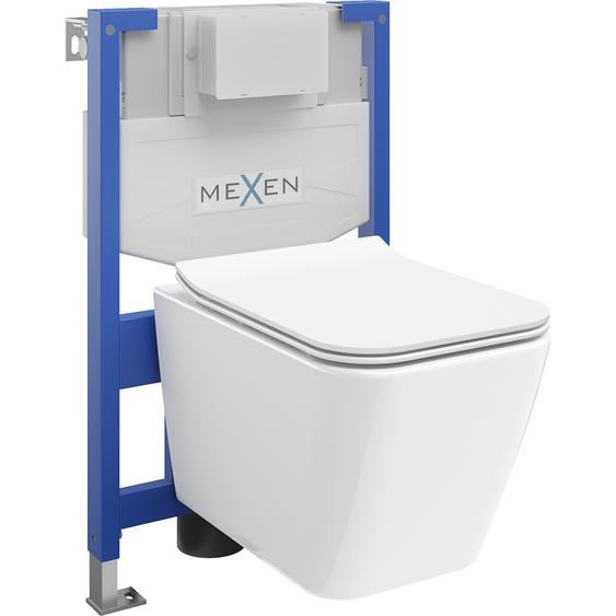 Mexen Kit WC sur pied Felix XS-F avec cuvette Cube et planche à mouvement lent, Blanc - 68030924000