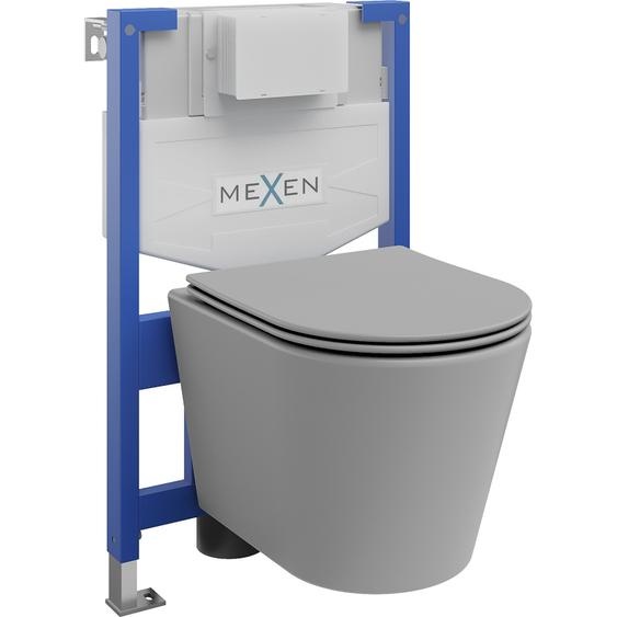 Mexen Kit WC sur pied Felix XS-F avec cuvette Rico et siège à chute lente, Gris clair mat - 68030724061
