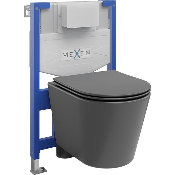 Mexen Kit WC sur pied Felix XS-F avec cuvette Rico et siège à chute lente, noir foncé mat - 68030724071