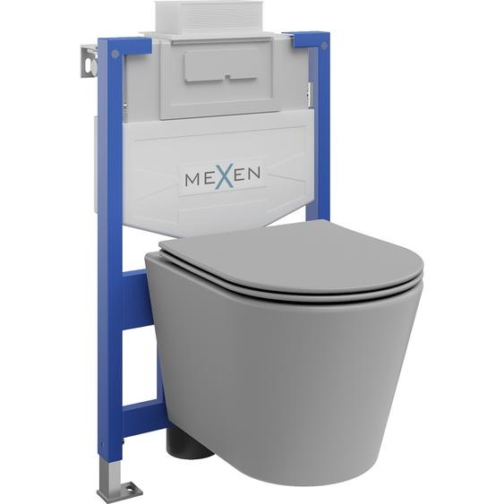 Mexen Kit WC sur pied Felix XS-U avec cuvette Rico et siège à chute lente, Gris clair mat - 68530724061