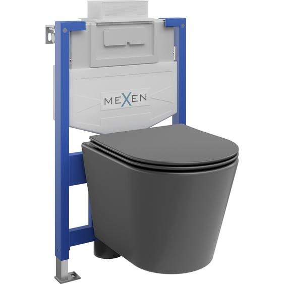 Mexen Kit WC sur pied Felix XS-U avec cuvette Rico et siège à chute lente, Noir foncé mat - 68530724071