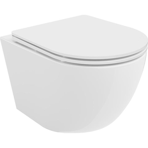 Mexen Lena Cuvette de WC Rimless Tornado avec abattant Softclose Slim, plastique thermodurci, blanc brillant - 30220300T