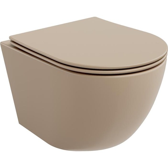 Mexen Lena Cuvette de WC sans rebord avec plaque mince à chute lente, duroplast, cappuccino mat - 30224064