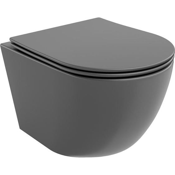 Mexen Lena Cuvette de WC sans rebord avec plaque mince à chute lente, duroplast, Dark Matte Black - 30224071
