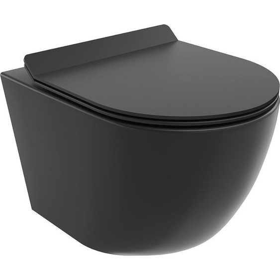 Mexen Lena Cuvette de WC sans rebord avec plaque mince à chute lente, duroplast, Matte Black - 30220185