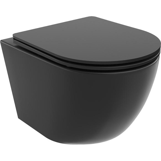 Mexen Lena Cuvette de WC sans rebord avec plaque mince à chute lente, duroplast, Matte Black - 30221085