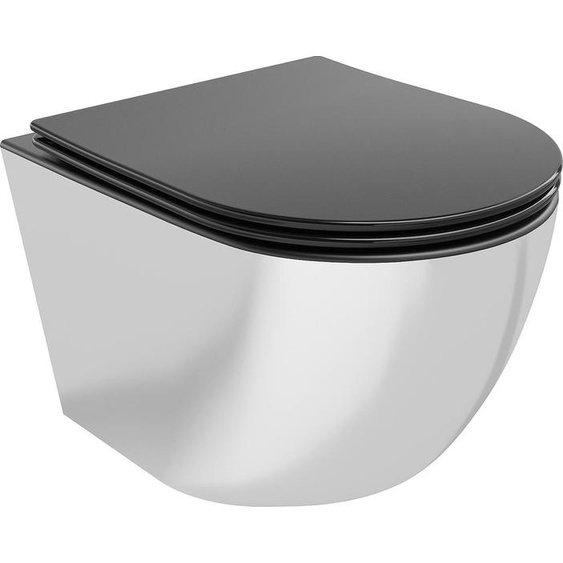 Mexen Lena Cuvette de WC sans rebord avec plaque mince à chute lente, duroplast, noir mat/argent - 30224074