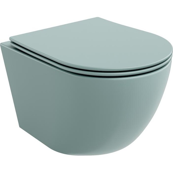Mexen Lena Cuvette de WC sans rebord avec plaque mince à chute lente, duroplast, vert mat clair - 30224048