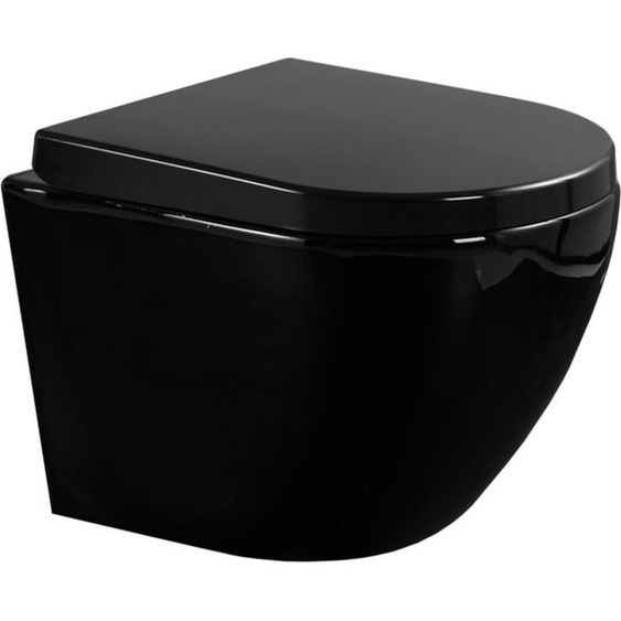 Mexen Lena Toilet Bowl Rimless with Slow-fall Slab Slim, Duroplast, Black - 30224070