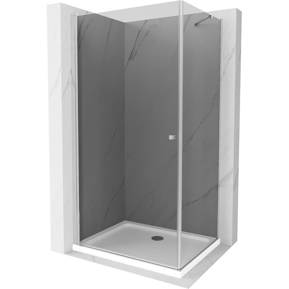 Mexen Pretoria Paroi de douche basculante 70 x 80 cm, graphite, chrome + receveur de douche Flat - 852-070-080-01-40-4010