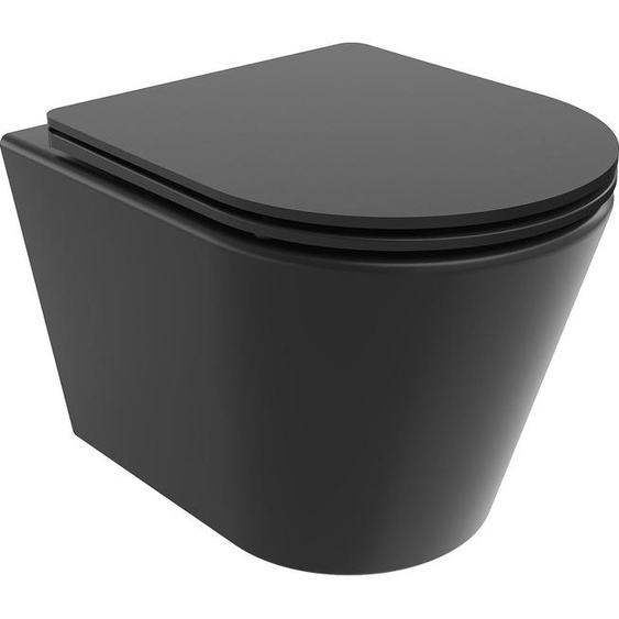 Mexen Rico Cuvette de WC Rimless Tornado avec siège Soft-Close Slim, en plastique thermodurci, noir mat - 30721085T