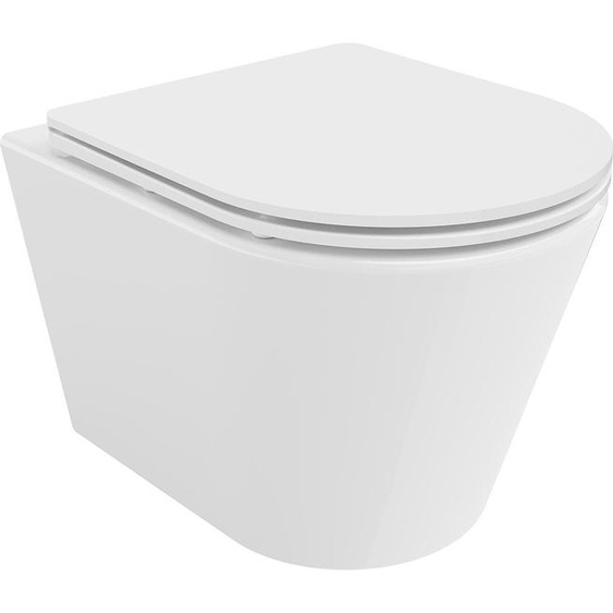 Mexen Rico Cuvette de WC sans rebord avec plaque mince à chute lente, duroplast, blanc - 30720300