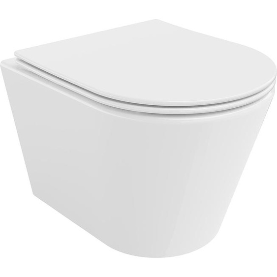Mexen Rico Cuvette de WC sans rebord avec plaque mince à chute lente, duroplast, blanc - 30720400