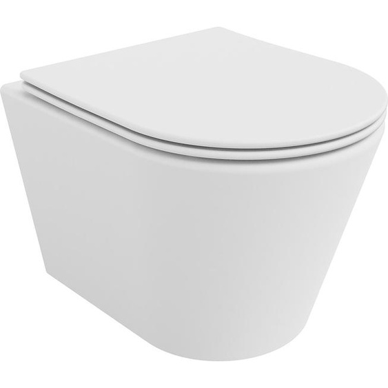 Mexen Rico Cuvette de WC sans rebord avec plaque mince à chute lente, duroplast, blanc mat - 30724001