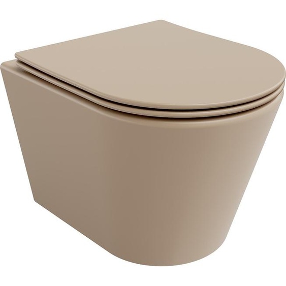 Mexen Rico Cuvette de WC sans rebord avec plaque mince à chute lente, duroplast, cappuccino mat - 30724064