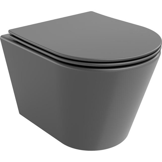 Mexen Rico Cuvette de WC sans rebord avec plaque mince à chute lente, duroplast, Dark Matte Black - 30724071