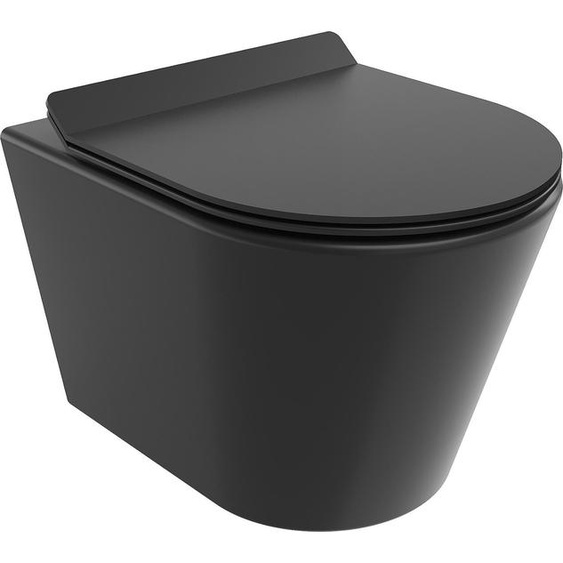Mexen Rico Cuvette de WC sans rebord avec plaque mince à chute lente, duroplast, noir mat - 30720185