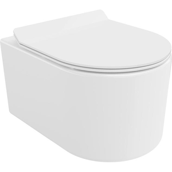 Mexen Sofia Cuvette de WC Rimless Tornado avec abattant Soft-Close Slim, en plastique thermodurci, blanc brillant - 30540100T