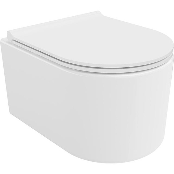 Mexen Sofia Cuvette de WC Rimless Tornado avec abattant Soft-Close Slim, en plastique thermodurci, blanc brillant - 30540500T