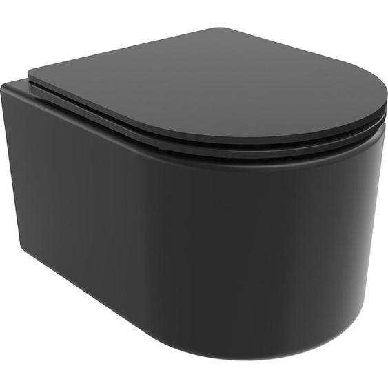 Mexen Sofia Cuvette de WC sans rebord avec plaque mince à chute lente, duroplast, Matte Black - 30541085
