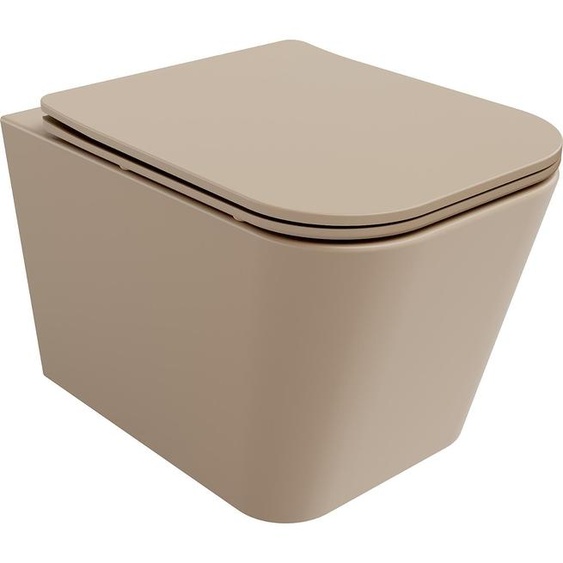 Mexen Teo Cuvette de WC sans rebord avec plaque mince à chute lente, duroplast, cappuccino mat - 30854064