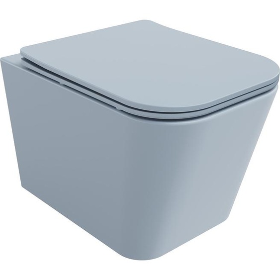 Mexen Teo Cuvette de WC sans rebord avec plaque mince à chute lente, duroplast, gris-bleu mat - 30854069