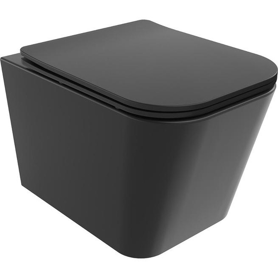 Mexen Teo Cuvette de WC sans rebord avec plaque mince à chute lente, duroplast, noir mat - 30850685
