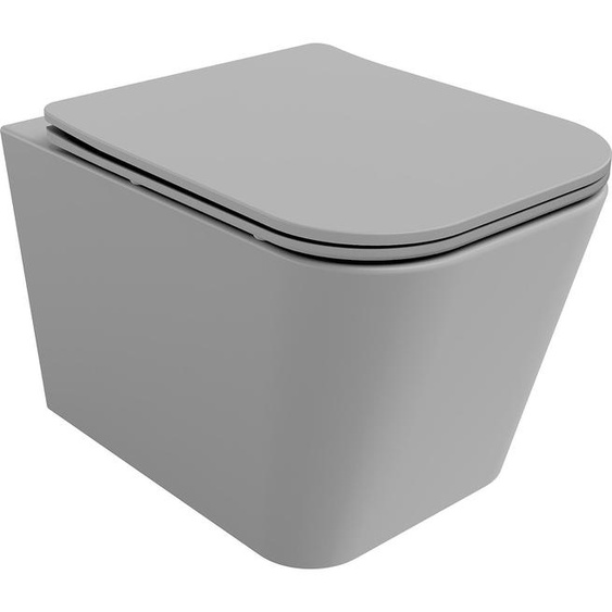 Mexen Teo Cuvette de WC sans rebord avec plaque mince à écoulement lent, duroplast, Gris clair mat - 30854061