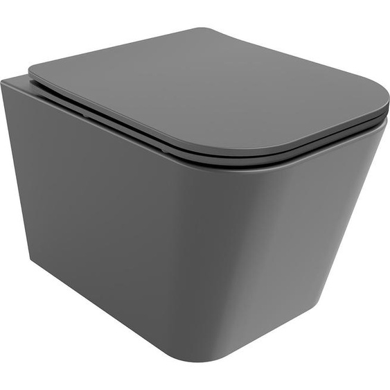 Mexen Teo Cuvette de WC sans rebord avec plaque mince à écoulement lent, duroplast, Noir foncé mat - 30854071