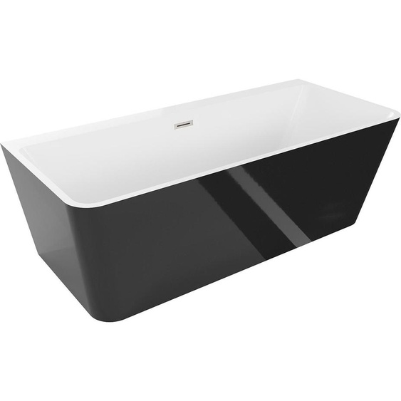Mexen Volta baignoire autoportante 170 x 75 cm, blanc/noir, vidange inox - 51131707575-97