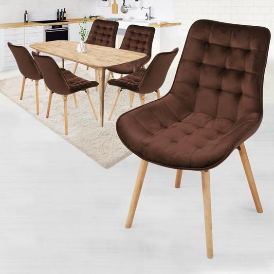 MIADOMODO® Chaise de Salle à Manger en Velours - Lot de 6, Marron - Chaise Scandinave pour Salon, Chambre, Cuisine, Bureau