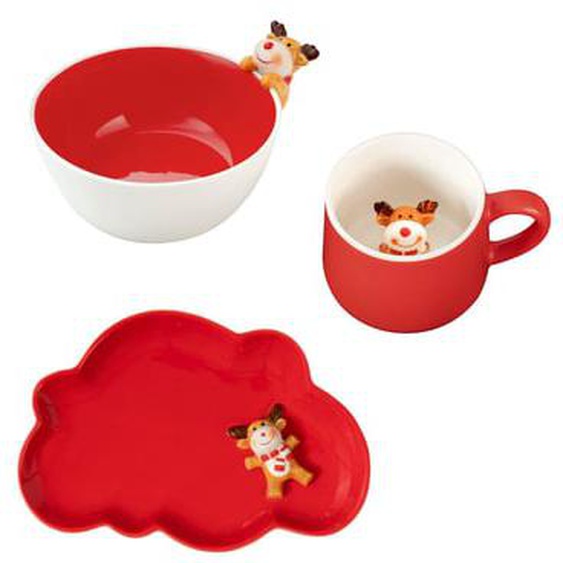 Miam Cerf - Lot de vaisselle 3 pièces pour enfant