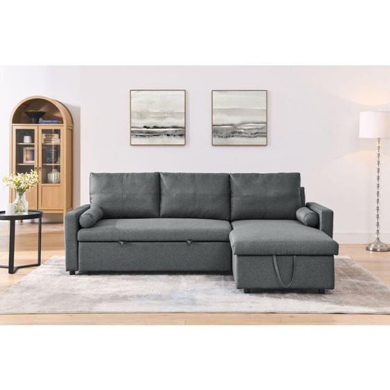 Miami - canapé dangle réversible - convertible avec coffre - 4 places - style contemporain Couleur - Gris - Tissu