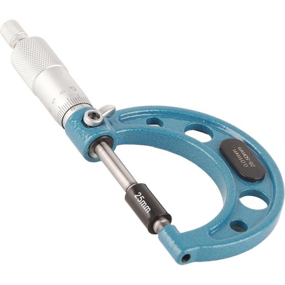 Micromètre extérieur en acier inoxydable, outil de mesure dépaisseur de haute précision avec clé 0.01mm(25-50mm )