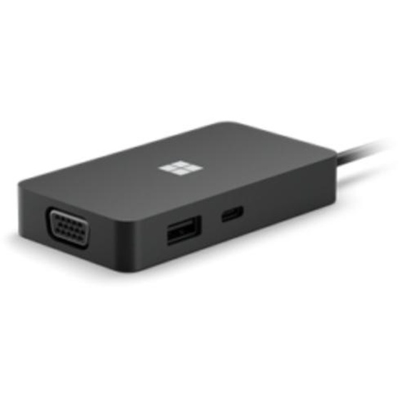 Microsoft Surface USB-C Travel Hub, Avec fil, USB 3.2 Gen 2 (3.1 Gen 2) Type-C, 10,100,1000 Mbit/s, Noir, USB, Windows 10 Home, Windows 10 Pro, Window