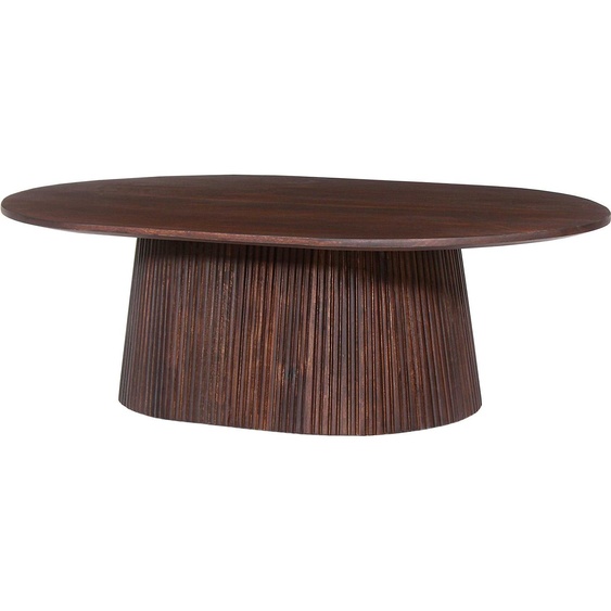 Miguel Table basse ovale 120 cm brun foncé | Structure en bois massif et plateau mangue | H-H 37 x L-L 120 x P-P 70 cm