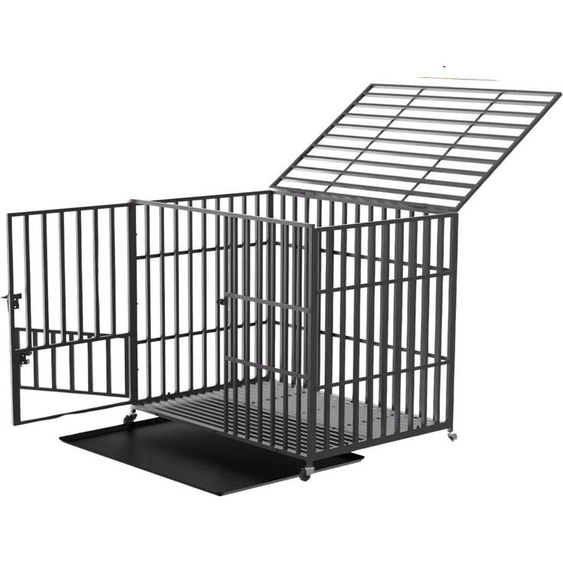 Milano Vaylen chenil - 117 cm - Maison pour chien - Métal - Avec roulettes - Robuste et confortable