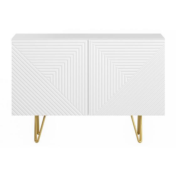 Buffet design gravé blanc mat et métal doré 2 portes L107 cm OZEN