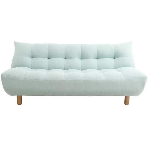 Canapé convertible scandinave en tissu menthe à leau et bois clair YUMI