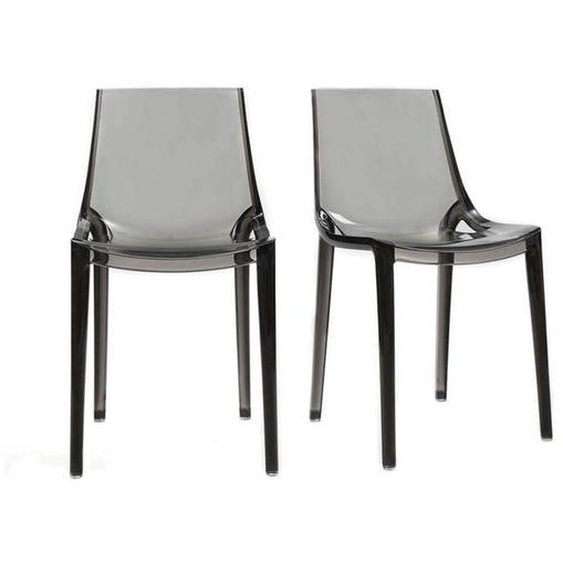 Miliboo - Chaises design grises fumées empilables intérieur / extérieur (lot de 2) YZEL