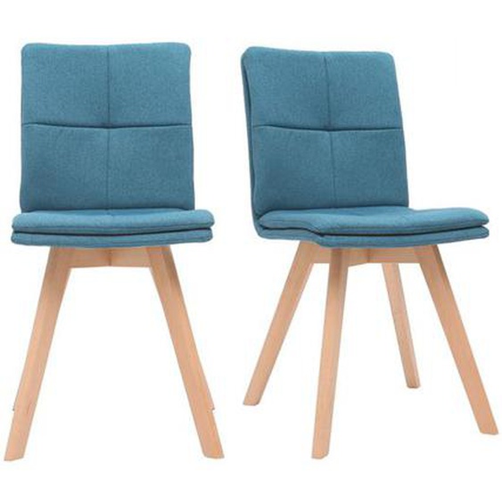 Chaises scandinaves en tissu bleu et bois clair (lot de 2) THEA