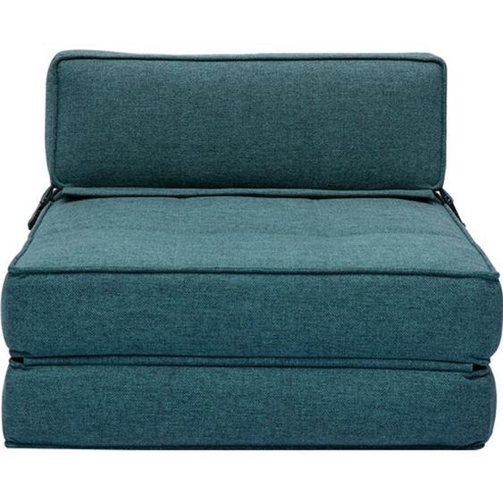 Chauffeuse 1 place convertible en tissu bleu canard KATY