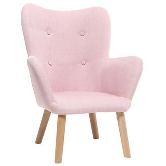 Fauteuil enfant scandinave en tissu rose poudré et bois clair BABY BRISTOL