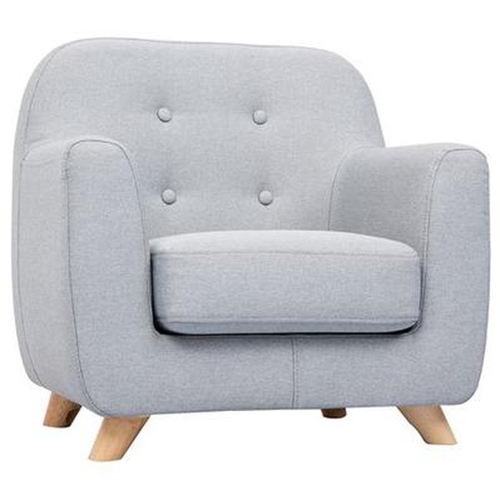 Fauteuil enfant scandinave en tissu gris clair et bois clair NORKID