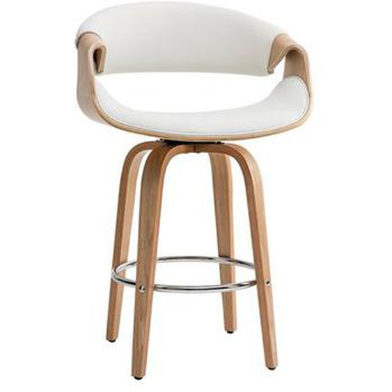 Tabouret de bar design blanc et bois clair 65 cm ARAMIS