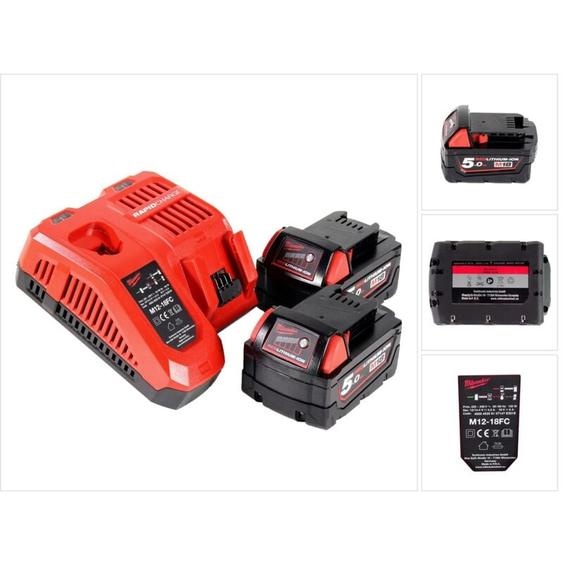 Milwaukee - M18 NRG-502 Kit de démarrage sans fil 18 v 2x M18 B5 batterie 5,0 Ah + M12-18 fc chargeur ( 4933459217 )