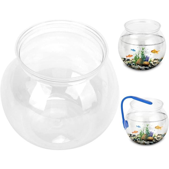 Mini aquarium de forme cylindrique classique, en plastique transparent, de forme ronde, offrant une vue à 360°, vendu par unité, idéal pour les terrariums