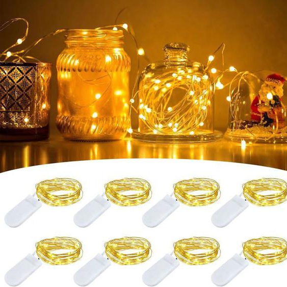Mini Guirlande Lumineuse à Pile 20 LED 2M,Blanc Chaud Guirlande Lumineuse Deco,LED Petite Guirlande Lumineuse avec Piles,Lot de 8
